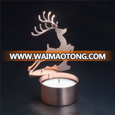 Hot sale mini christmas reindeer metal tealight candle holder for restaurant