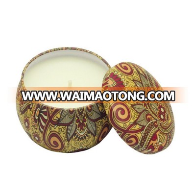 2019 Custom High-end smokeless printed soy wax scented tin candle Jar and wholesale colored tea light canld tin with big tummy